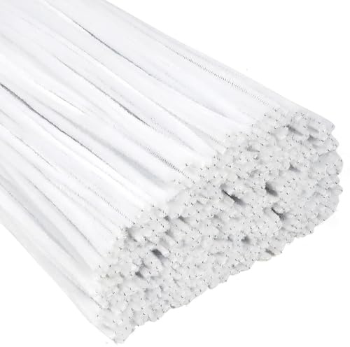 TOAOB 400 Piezas Limpiapipas Pipe Cleaners Blanco Línea Chenilla 30 cm de Largo y 6 mm de Ancho para Manualidades y Decoración Creación de Bricolaje
