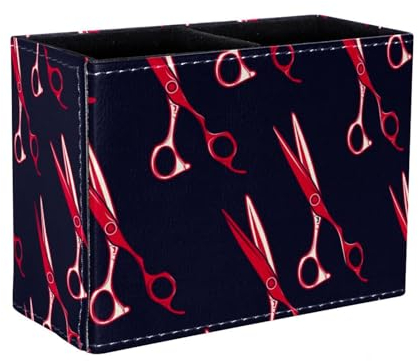 Eslifey Portalápices cuadrado para escritorio, diseño de tijeras de arte pop, bolígrafo, taza, soporte para brochas de maquillaje, organizador de papelería para el hogar, oficina, escuela