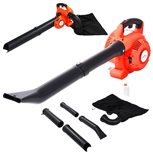 Bulliing Soffiatore per Foglie 3 in 1 a Benzina 26 CC Arancione,Soffiatore/aspiratore Elettrico Sacco,velocità variabile,per soffiare,aspirare e triturare Foglie
