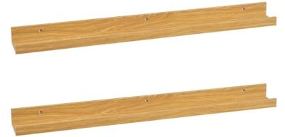 LOLAhome 2 estantes flotantes de Pared de Madera Color Roble de 80x9,5x5 cm | Repisa estrecha con borde para sujetar cuadros, marcos de fotos y decoración.
