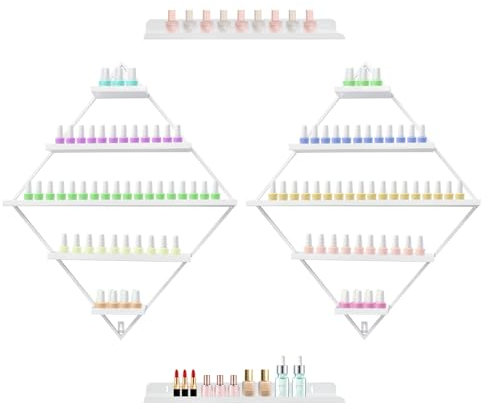 DeeDuud 5 livelli mensola per smalto da parete, mensola per unghie può contenere circa 90 bottiglie di smalto per il negozio di cosmetici, salone di bellezza (bianco)