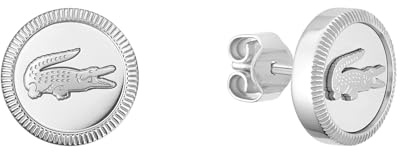 Lacoste Jewelry para Mujer Colección MEMENTO Collar, Pulsera o Pendientes de Botón en Acero Inoxidable con Colgante Grabado de Cocodrilo