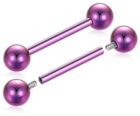 AROWRO Piercing de téton en titane G23 - Piercing de langue - Filetage interne