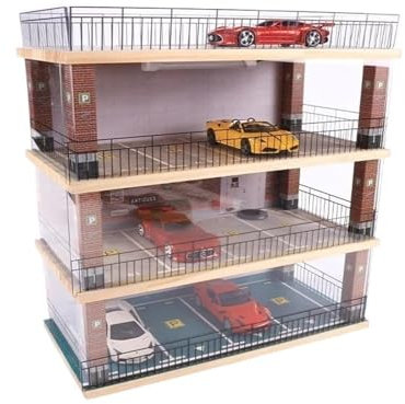 Car Garage Modello 1:32 Modello di Garage per Auto Simulazione in Legno massello Parcheggio per Auto Collezione di Modelli Decorazione di stoccaggio Parcheggio(Styles4)