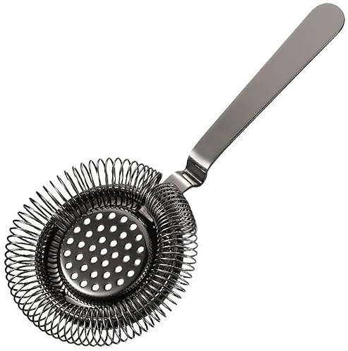 BarBits Round Cocktail Strainer - Professional Hawthorne Strainer - Black