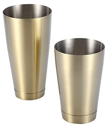 Akozon Boston Cocktail Shaker Set 600ml/750ml - Kit de Barman Profesional con Filtros, Jigger y Herramientas de Bar para Mixología en el Hogar y Cócteles de Fiesta (Color de acero inoxidable) (Oro