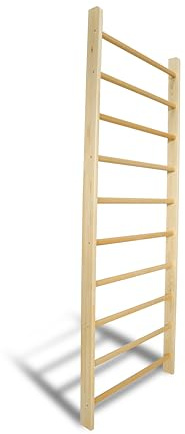 Sidesport - Gymnastik Sprossenwand aus Holz, Sport Kletterwand für Zuhause, bis 150 kg belastbar, Fitness Trainingswand für Kinder & Erwachsene, stabile Turnwand mit Zubehör (120cm) x90cm