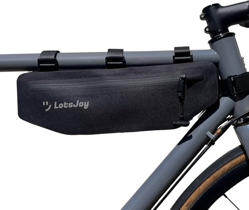 LotsJoy Fahrrad Rahmentasche 2.3L - Rahmentasche Wasserdicht, Leicht & Stabil, Oberrohrtasche, Fahrradtasche für Rennrad & Mountainbike, Ideal für Bikepacking