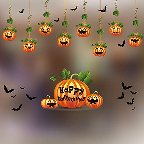 2 Bögen Halloween Fensteraufklebe–Halloween aufkleber Kürbis Fensterbilder, Wiederverwendbare Halloween Fensterdeko