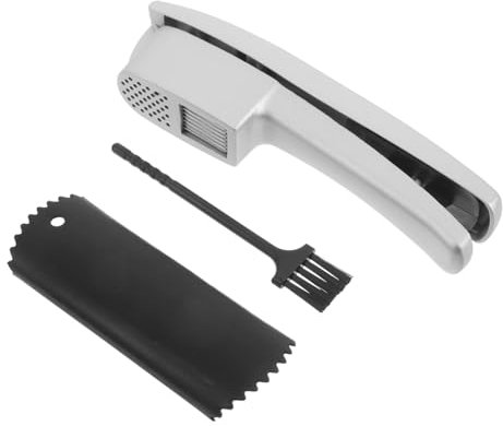 TOPBATHY Presse-Ail Multifonctionnel en Alliage d'Aluminium avec Éplucheur et Brosse de Nettoyage Outil Cuisine Pratique pour Hacher et Trancher L'Ail Gadget Pratique Amateurs Cuisine