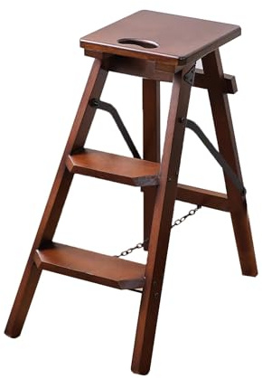 Folding Step Stool,Wooden Step Stool,Portable 3-tier Ladder Chair for Living Room,Dining Room and Garden,Load-Bearing 120kg