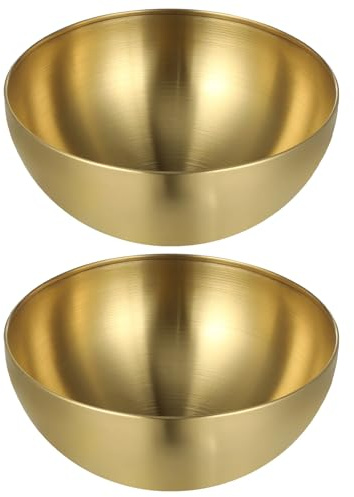 JHKNNK 2 tazones de acero inoxidable estilo coreano - Ensaladeras de metal para preparar alimentos en la cocina - Utensilios de cocina multifuncionales para servir fideos, ramen o sopa