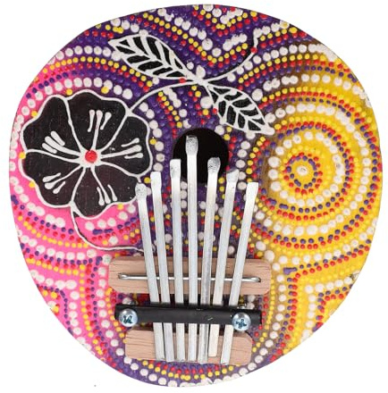 Mikinona Fingerspitzen Kalimba Daumenklavier aus Kokosnuss 7 Tasten Kleiner Kalimba für Anfänger Leicht Tragbar mit Präzisem Klang und Kreativem Muster Zufälliger Stil