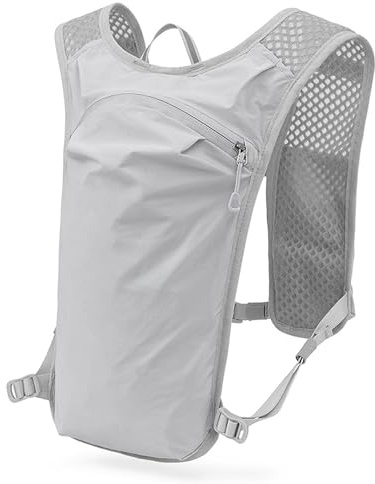 Generic 5L Löparryggsäck Utomhus Ultralätt Cykelväska för Män och Kvinnor Andningsväst med Reflekterande Remsor för Vandring, Jogging, Ridning (Ljusgrå & orange)