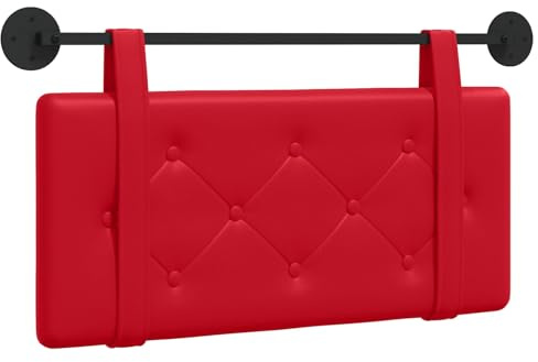 HFXHIJXQ Wandmontiertes Kopfteil Rot Kunstleder - Elegantes Betthaupt 100x55 cm zum Aufhängen, Gepolstertes Wandkissen mit Knopfsteppung für Schlafzimmer und Gästezimmer
