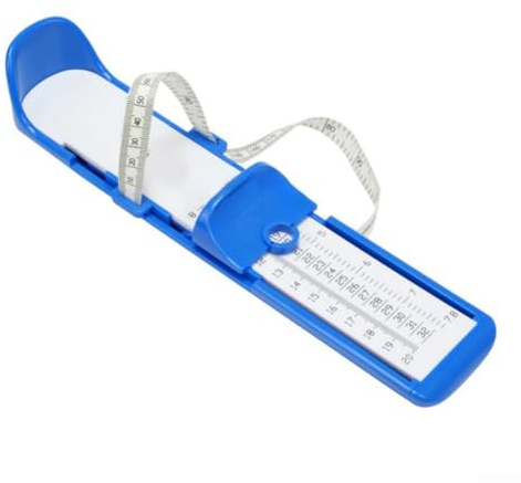 Appareil de mesure de pied 80-200 mm pour enfants et adultes – Jauge de longueur précise avec marquages faciles à lire – Utilisation familiale Rouge (bleu)