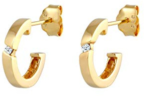 Elli DIAMONDS Earrings Women Creole with Diamond (0.03 ct.) in 585 Yellow Gold