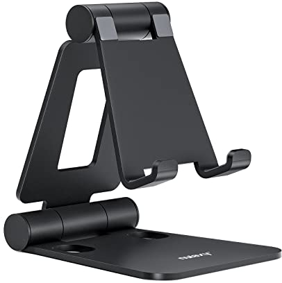 NULAXY Verstellbar Handy Ständer Tisch, Faltbarer Handy Halterung Aluminium Einstellbar Handyhalter Schreibtisch Kompatibel mit iPhone 16 15 14 13 12 Pro Max Xr Xs X 8, Huawei, Galaxy,alle Smartphones