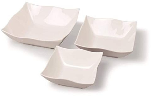 FADE 48963 Maison Helton-Insalatiera Quadrata, Dim. 25 x 25 cm, Nuova Porcellana Bone China, Bianco Sporco
