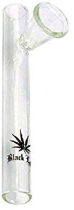 Black Leaf Handpfeife, Glaspfeife, KAWUMM | 150 x 18 mm | Glas, klar | Motiv: Blatt, mit Trichterkopf