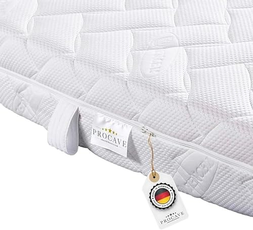 PROCAVE Lyocell Matratzenbezug versteppt, mit 4-Seiten Reißverschluss und 4 Handgriffen, 100% aus Deutschland in 90x200 cm für Matratzen-Höhe 13cm