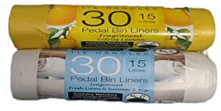 3 x Scented Pedal Bin Liners with Tie Handles XL 15 litres per Bag,Pack of 2