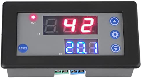 FTVOGUE Relé de doble retraso multifunción DC 12 V ciclo digital temporizador módulo temporizador control, con doble pantalla LED