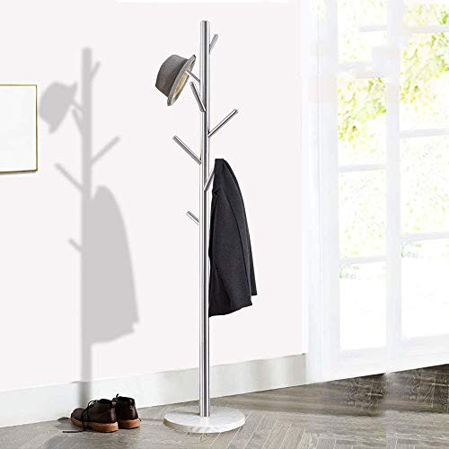 Luxuriös Garderobenständer Metall Elegant Kleiderständer mit Marmor Basis | 183cm Standgaderobe Jackenständer für Eingang Flur Büro Diele, Super Stabil für Kleidung Schals Handtaschen