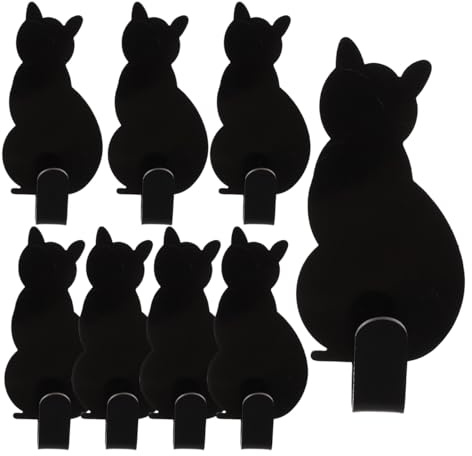 Angoily 8 Stück Klebehaken Katze Wandhaken Katze Selbstklebend Handtuchhaken Klebehaken Extra Stark Handtuchhaken ohne Bohren für Handtuch Mäntel Hüte im Badezimmer Küche