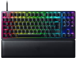 Razer Huntsman V2 Tenkeyless (Purple Switch) - Optische Gaming-Tastatur ohne Ziffernblock (Klickende Optische Switches, Doubleshot PBT-Tastenkappen, Handballenauflage) QWERTZ DE-Layout | Schwarz
