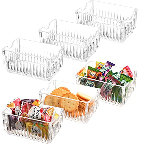 DEAYOU 6-Pack Sugar Packet Holder, Acrylic Tea Bag Organizer for Drawer, Clear Sugar Bag Caddy Container, Small Condiments Packet Holder Dispenser for Countertop, Coffee Bar, Cabinet, Sweetener