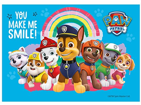 Dekora, Paw Patrol, Essbare Tortendeko Kindergeburtstag, Dekoration für Kuchen, Quadrat A5 15 x 21 CM
