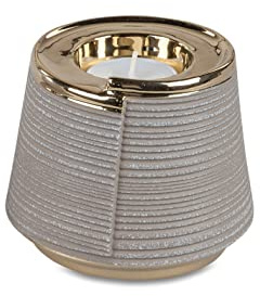 Dekorativer Teelichtleuchter Leuchter Licht 11cm Sand-Gold - ohne Deko