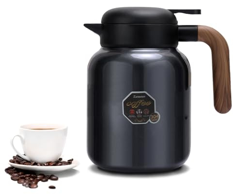 Pichet Isotherme, 1,3 l 304 acier inoxydable sous vide isotherme cafetière,Bonne isolation thermique pour la maison ou le voyage.