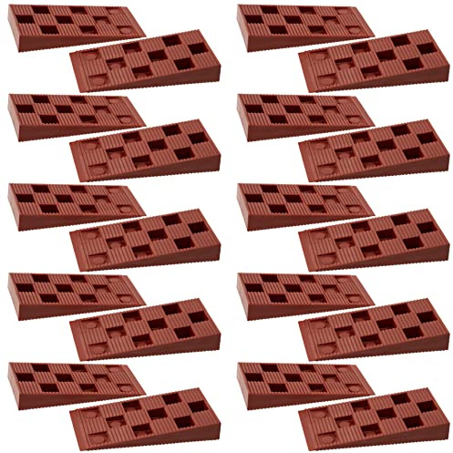 AERZETIX - C65111 - Lot de 20 Cales de menuisier pour nivellement de porte et fenêtres 93x45x15 mm - en plastique - couleur rouge tuile - meuble fixation travaux montage aménagement intérieur