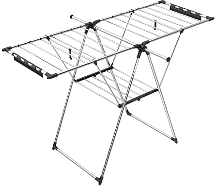 luckxuan Wäscheständer/Wäschetrockner Boden trocknende Rack Klapper Edelstahl Innenhaus Balkon im Freien Trocknungsmantel Kleidung Trockenstange Clothes Drying Rack