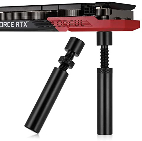 JIZZU Soporte para GPU de Altura Ajustable, 2 Unidades de Soporte para Tarjetas Gráficas, Soporte para GPU, Negro para Tarjeta Gráfica de Aluminio, 72 mm - 120 mm