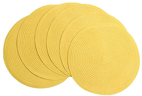 generico Tovagliette Rotonde Intrecciate Coolmade Set di 6 tavoli da Sottopiatti Natale Stoffa (Yellow, One Size)