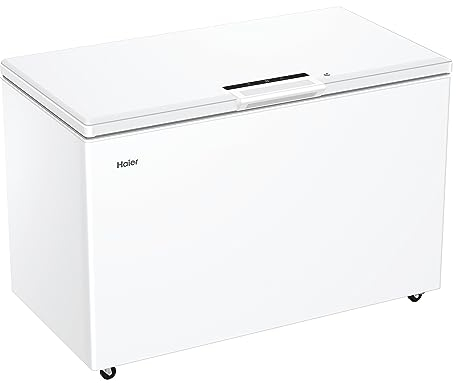 Haier Gefriertruhe CHEST SERIE 3 HCE420E I 418 L Tiefkühltruhe mit Innenbeleuchtung, Schnell-Gefrierfunktion, Low-Frost-Technologie I Große Freezer Kühltruhe inkl. 3 Metallkörben I Energieklasse E
