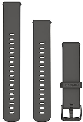 Garmin Quick Release Bands (18mm), suitable for selected Forerunner-,Venu- and vívoactive smartwatch series, Original accessory, Silicone, Pebble Grey with Slate Hardware