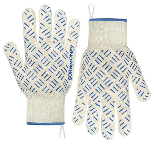 Hitzebeständige Ofenhandschuhe, 500 °C, extrem hitzebeständige Grillhandschuhe mit rutschfesten Punkten, Ofenhandschuhe mit Fingern für Küche, Kochen, kommerzielles Backen, Grillen