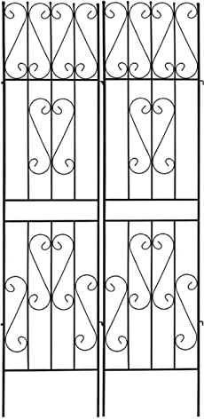2 Stück Garten Rankgitter Aus Metall, Kletterpflanze Spalier, Freistehende Ranksäule Für Garten, Dekoratives Rosenspalier, Für Gemüse, Blumen, Rosen (Color : Black, Size : 2pieces150x50cm/59x20in)
