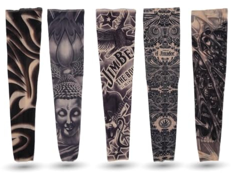TK Gruppe Timo Klingler 15xTattoo Ärmel Tattoo Strumpf Sleeve aus Nylon - täuschend echt - Herren - Armstrumpf für Fasching & Karnival & Halloween - Rocker