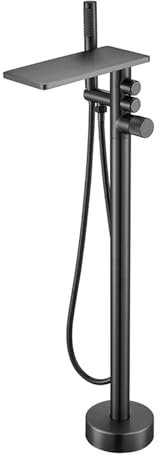 Grifo Bañera Exenta con Ducha, Grifo de Bañera Cascada Grifo para Bañera de Baño Grifo de Pie Bañera Exenta-Gris