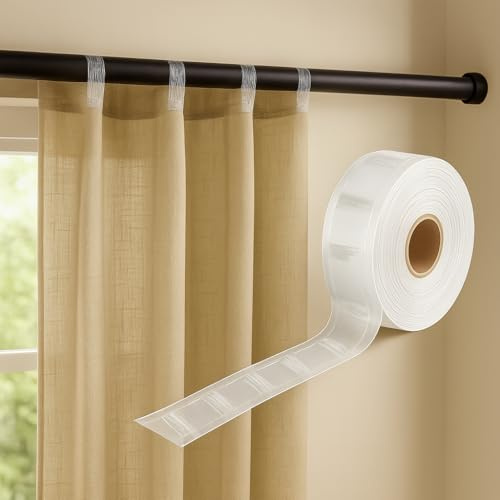 Byour3 - Cinghia a onde per palo della tenda - Nastro per onde da cucire trasparente per bastoni - Orli per tende interne con fili di Nyoln