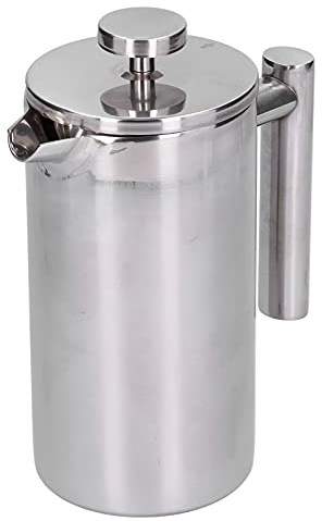 Gavigain Cafetera de prensa francesa, cafetera de prensa francesa de acero inoxidable, prensa de café y tetera con aislamiento metálico de doble pared para un buen café y té en la oficina (1000ml)
