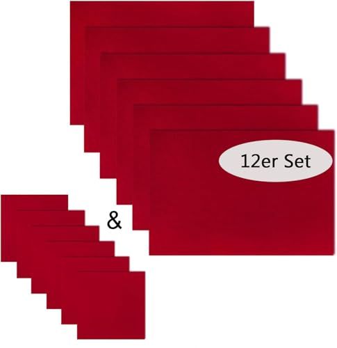 CULT at home 12tlg Set Tischsets Filz Untersetzer: 6 x Platzset Placemats 45 x 30 cm und 6 x Glas Untersetzer Coaster 10 x 10 cm - Hochzeitsdeko Tischdeko Muttertag Dekoration