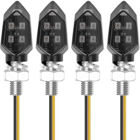 Kinstecks ​​4PCS Mini Indicatori di direzione per moto Indicatori di direzione Luci di direzione 12V per motocicletta Scooter Quad Cruiser Harley Kawasaki Yamaha Suzuki Off Road