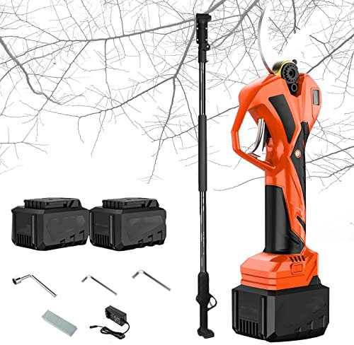 CCYENG Sécateur électrique sans Fil Professionnel avec Perche d'extension de 200 cm de Haut, sécateur d'arbres sans Fil, diamètre de Coupe de 35 mm
