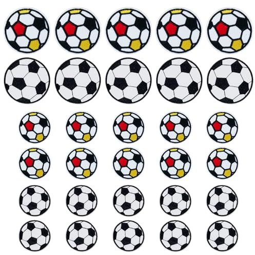 JMZLLRX 30 Pz Parches para Ropa Termoadhesivos Fútbol Patch Stickers, Balón Parche Termoadhesivo para Camisetas, Jeans, Bolsas de Ropa